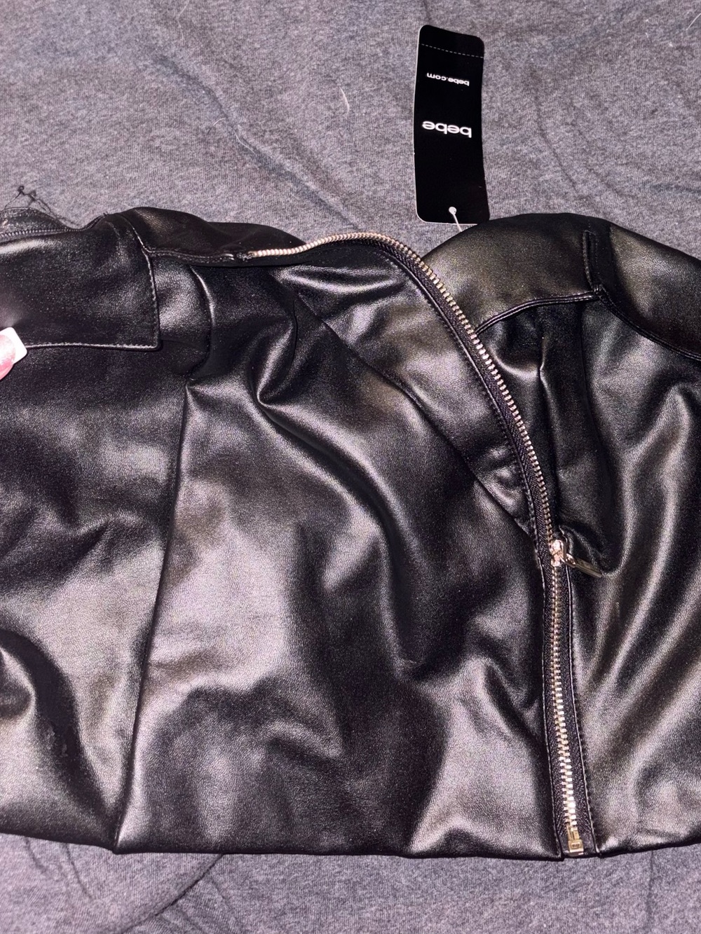 bebe Black Faux Leather Zip-Front Jacket